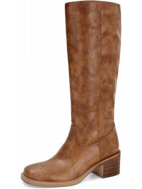 Stylish Women's Knee High Boots - Square Toe, Chunky Block Heel, Wide Calf
